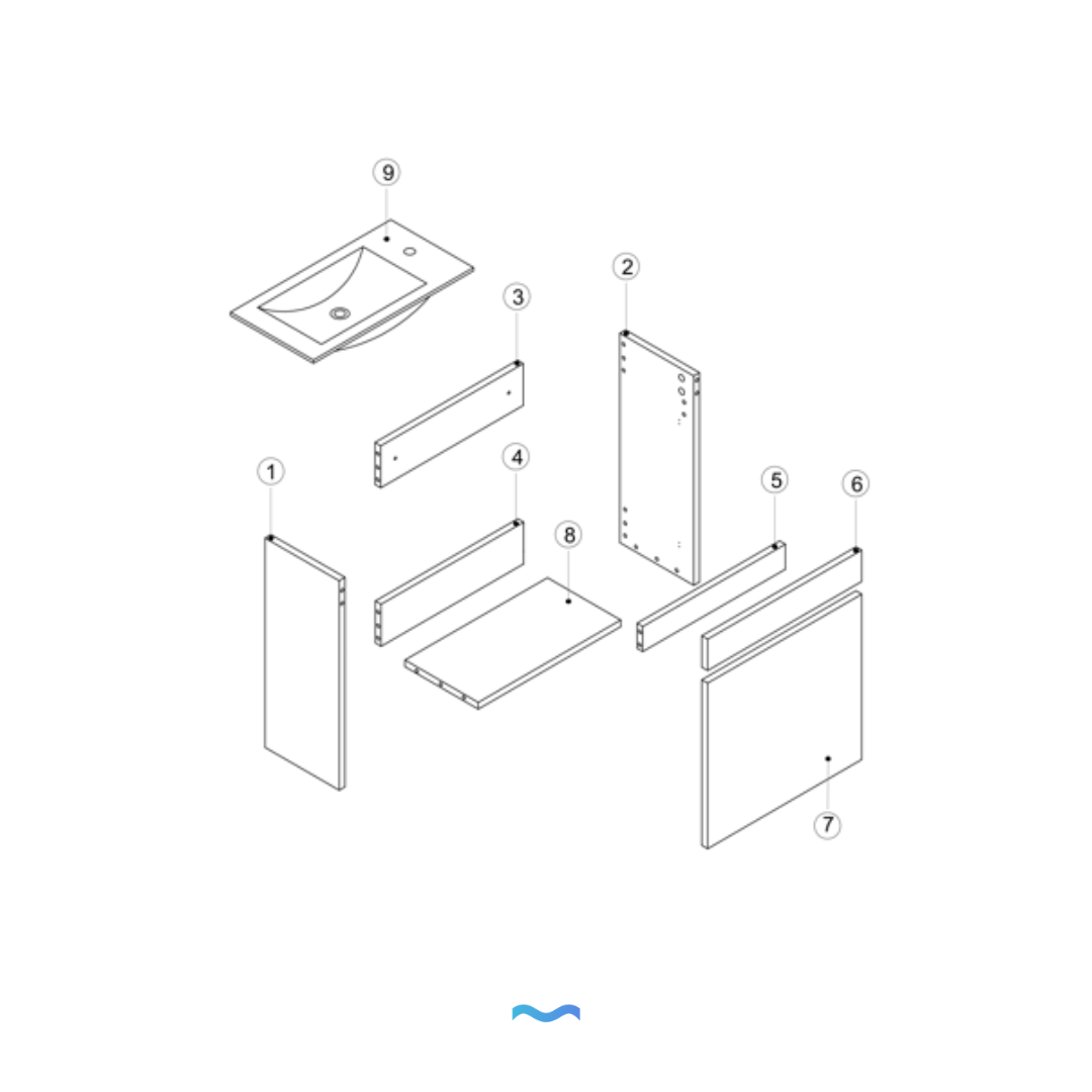 Mueble de lavabo compacto efecto madera con lavabo integrado