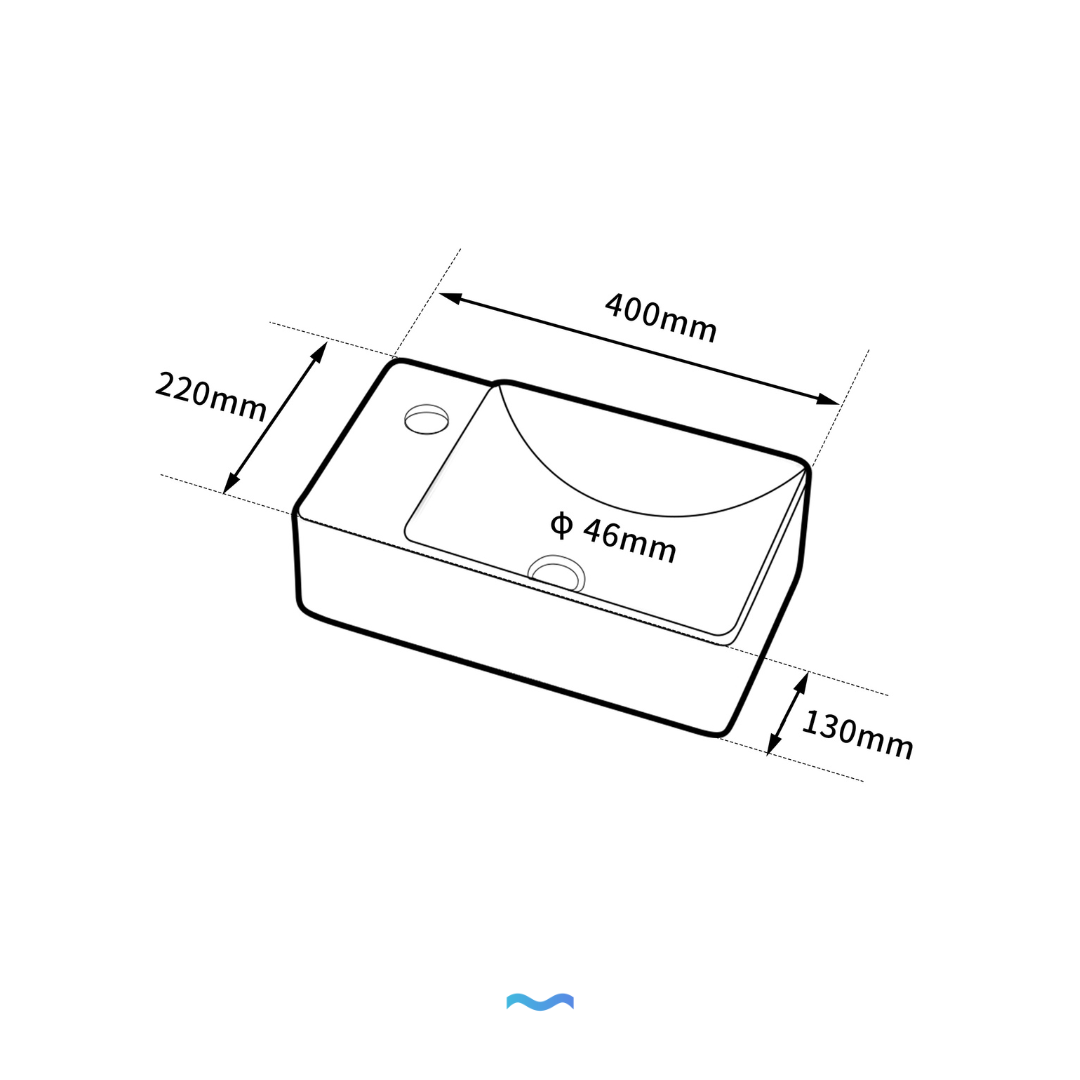 Lavabo lave-mains petit format rectangulaire blanc