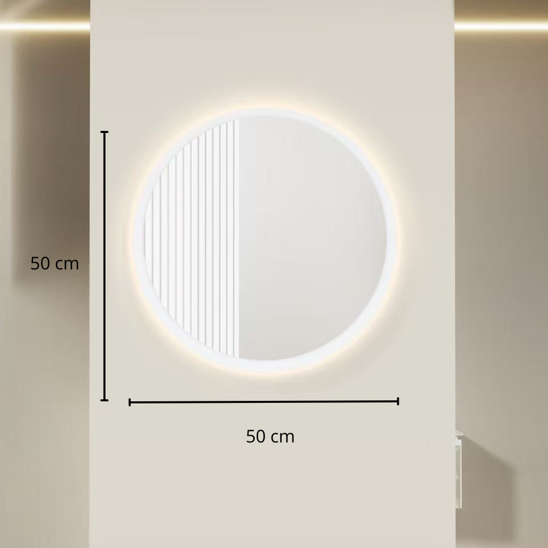 Miroir LED rond ⌀50cm (contours effet givre)