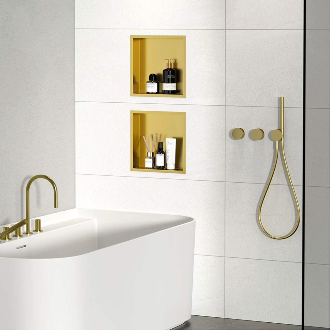 Niche de douche carrée Or taille 30 X 30 X 12 cm