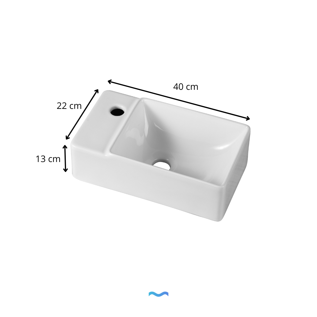 Lavabo lave-mains petit format rectangulaire blanc